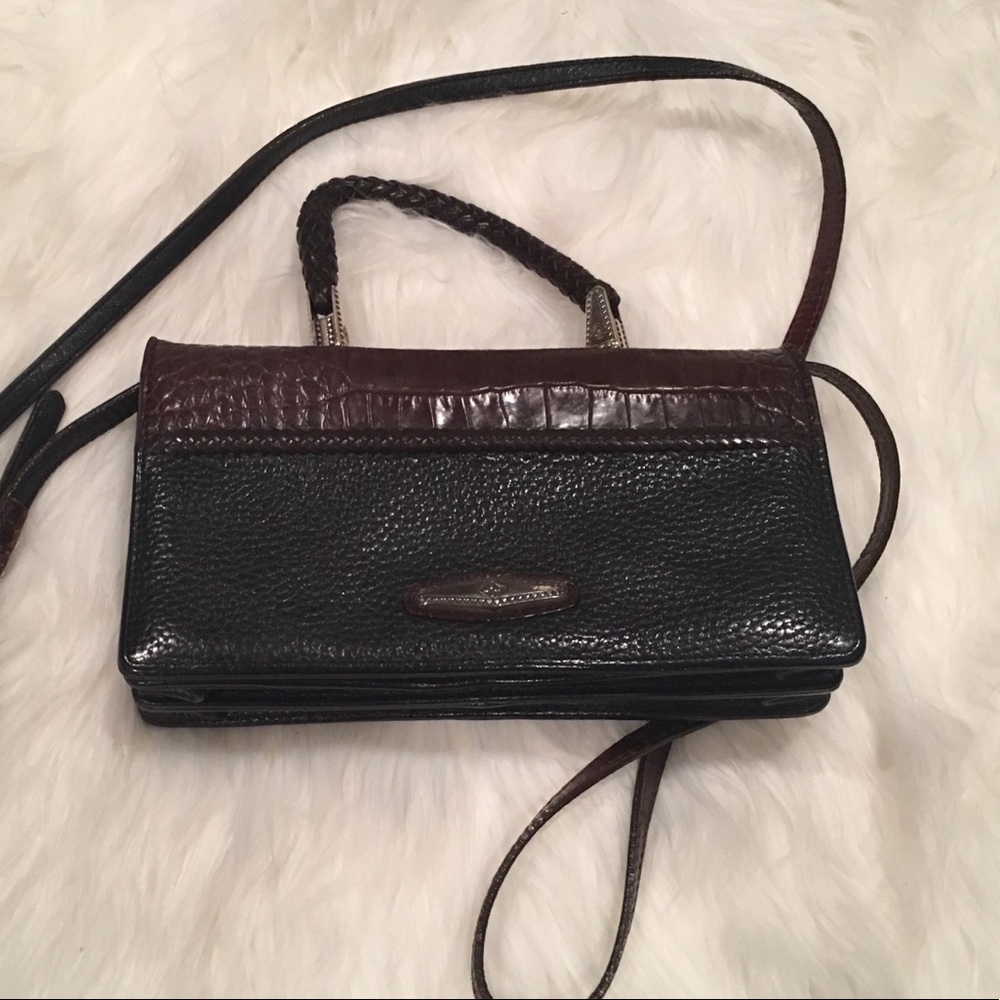 Vintage Brighton Organizer Clutch Black Leather